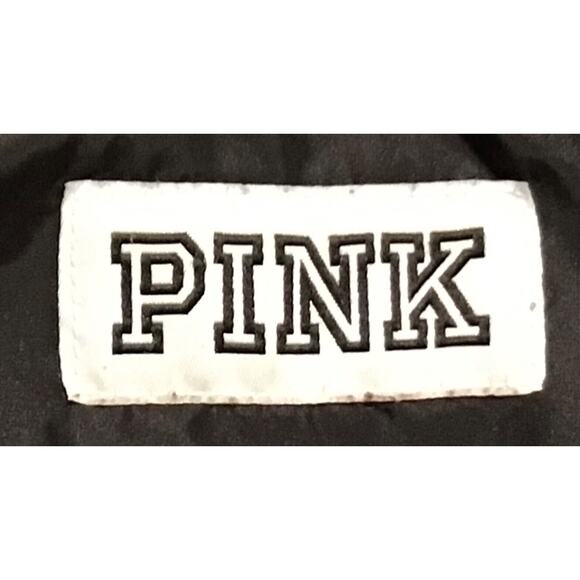 PINK Victoria's Secret Bomber Jacket Black w/ White Graphics Size XS - Picture 5 of 5